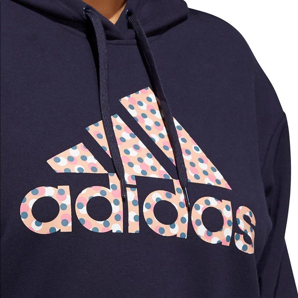 ADIDAS Plus Size Dot-Print Logo Hooded SweatShirt 4X - Picture 4 of 6